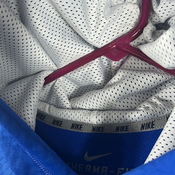 🔥 NIKE THERMA-FIT Polyester HOODIE Pullover Sweatshirt - Blue Patterned - Sz M - Picture 6 of 8